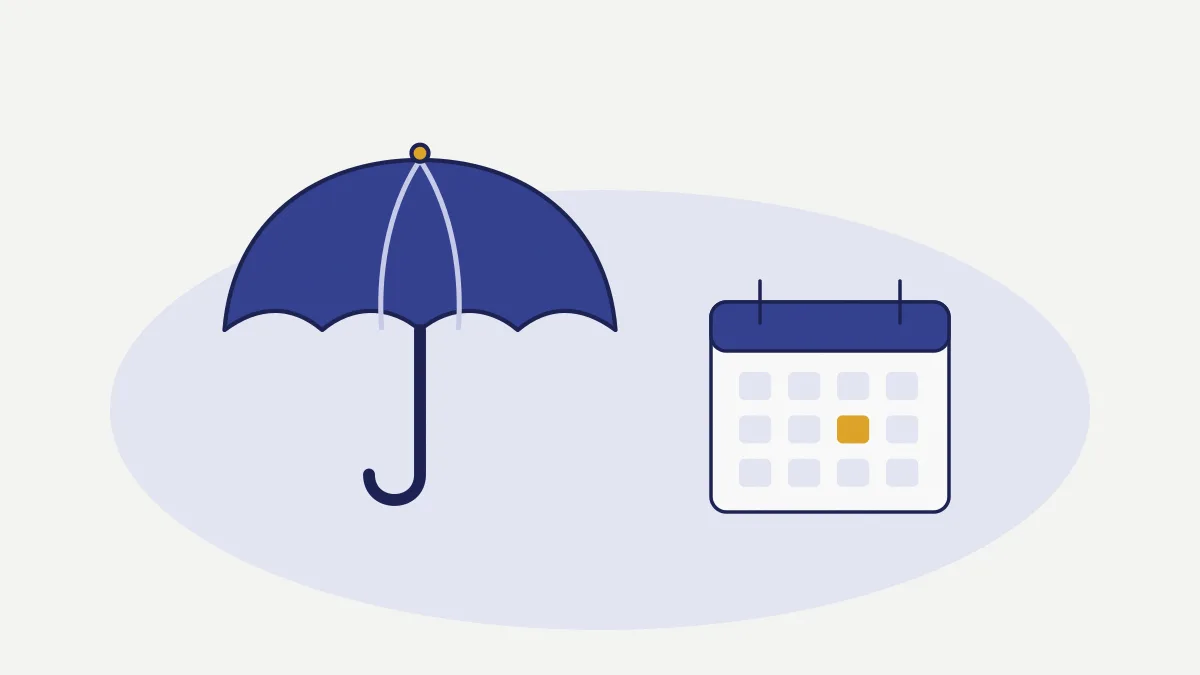 Un parapluie ouvert et un calendrier